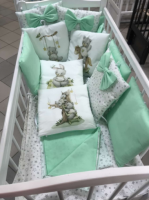 Комплект в кроватку Woodix (17 предметов / без балдахина), Веселая семейка / Салатовый - вид 1 миниатюра