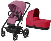 Коляска 2 в 1 Cybex Balios S Lux шасси Black, Magnolia Pink / Rebel Red (Розовый / Красный) - вид 1 миниатюра