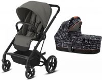 Коляска 2 в 1 Cybex Balios S Lux шасси Black, Soho Grey / FE Strength (Серый / Черный с рисунком) - вид 1 миниатюра