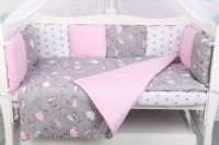 Комплект в кроватку AmaroBaby (19 предметов), Мечта (Серый / Розовый, Поплин / Бязь) - вид 7 миниатюра