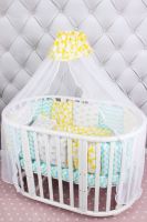 Комплект в кроватку AmaroBaby (19 предметов), Happy Baby (Мятный / Желтый, Бязь) - вид 1 миниатюра