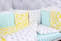 Комплект в кроватку AmaroBaby (19 предметов), Happy Baby (Мятный / Желтый, Бязь) - вид 5 миниатюра