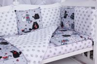 Комплект в кроватку AmaroBaby Baby Boom (3 предмета), Котики / Серый (Бязь) - вид 1 миниатюра