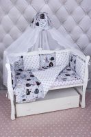 Комплект в кроватку AmaroBaby Baby Boom (3 предмета), Котики / Серый (Бязь) - вид 5 миниатюра