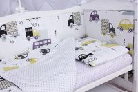 Комплект в кроватку AmaroBaby Baby Boom (3 предмета), Город / Белый - вид 1 миниатюра